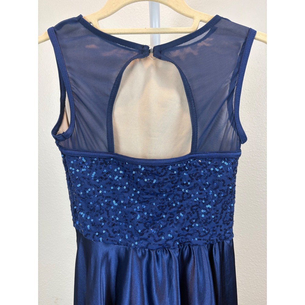 Weissman Navy Blue Sequin Lyrical Dance Costume Dress Kids Size SA Rhinestone - Picture 4 of 8